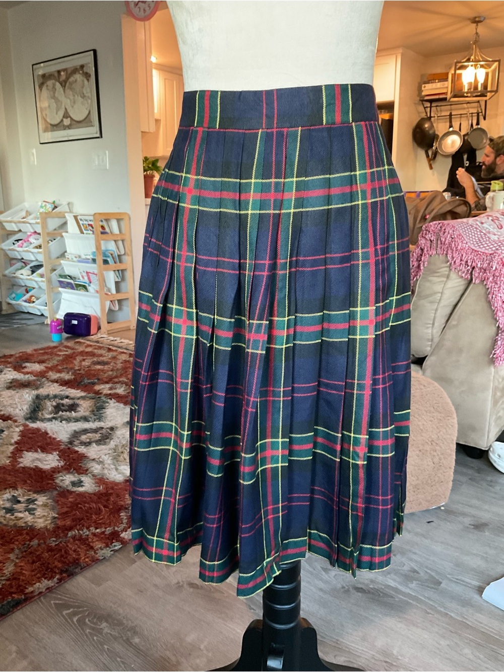 Vintage Amanda Smith Tartan Plaid Pleated Midi Skirt Dark Academia